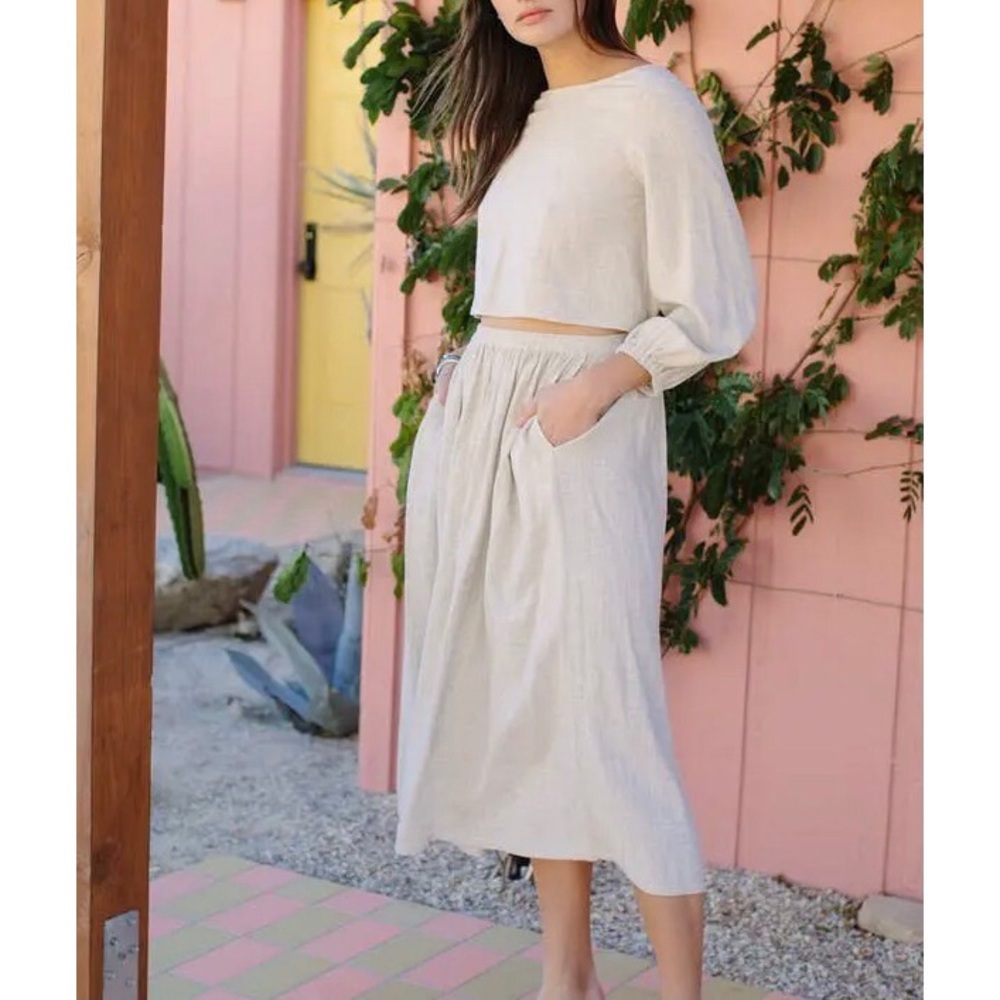 RACHEL PALLY Linen Olivia Skirt Natural